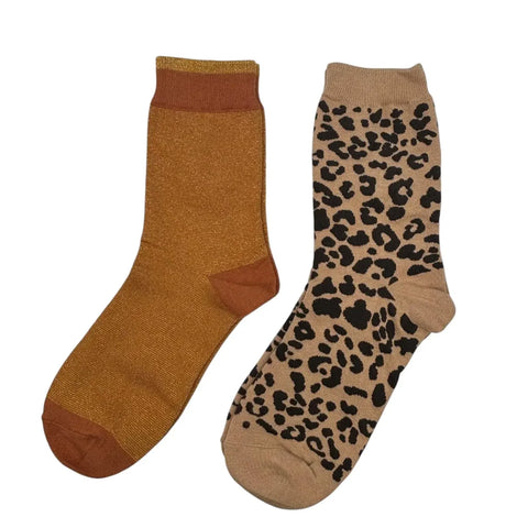 Sixton London Copper Tokyo & Sand Leopard Sock Box Duo