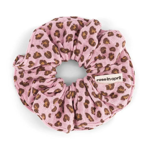 Rose In April Scrunchie Mini Leopard Candy Pink