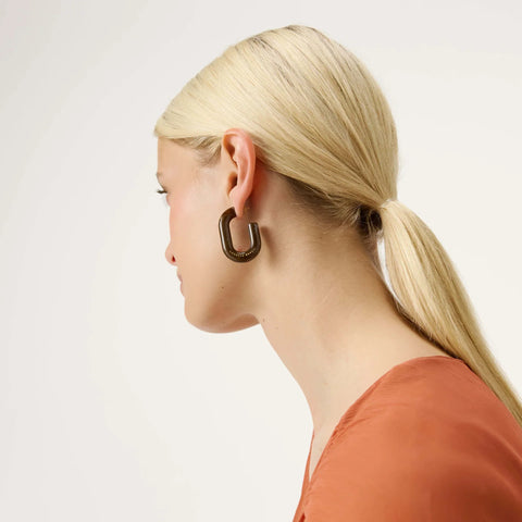 Vanessa Baroni VB2618DBM Oval Earring Dark Brown Marble