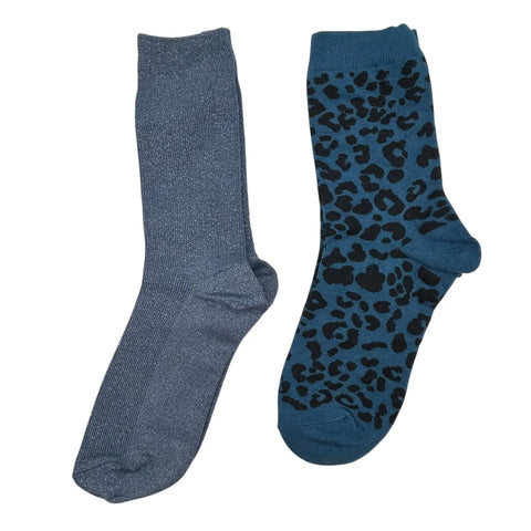 Sixton London Denim Leopard & Blue Vegas Sock Box Duo