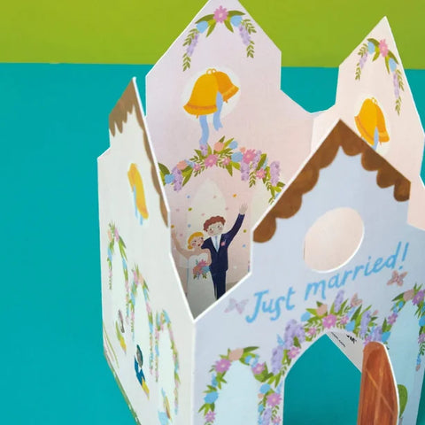 Raspberry Blossom KEP08 Just married card 3D fold out