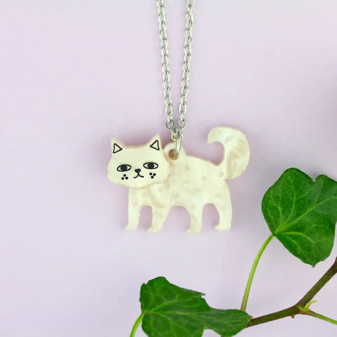 Little Moose DONK CAT CR CH Cream Cat Charm Necklace