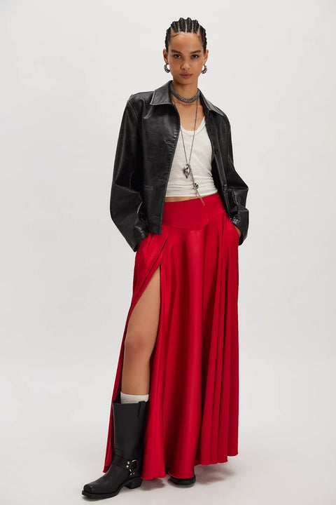 Free People Chilco Maxi Skirt In South Red