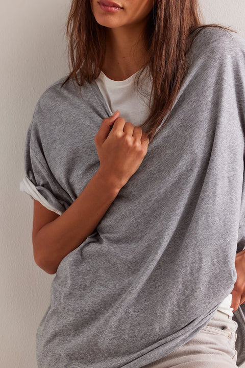 Free People Nina Tee in Heather Grey