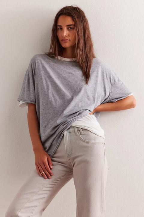 Free People Nina Tee in Heather Grey