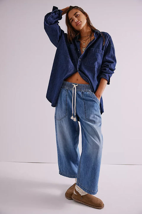 Free People Easy Peasy Pull On Jeans In No Problem