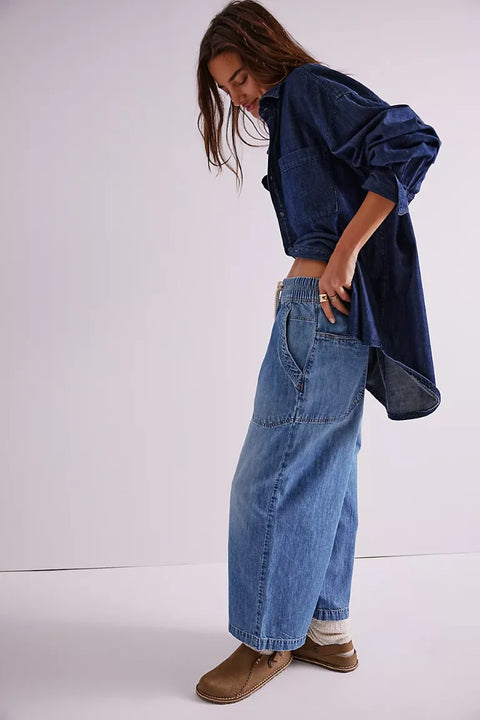 Free People Easy Peasy Pull On Jeans In No Problem
