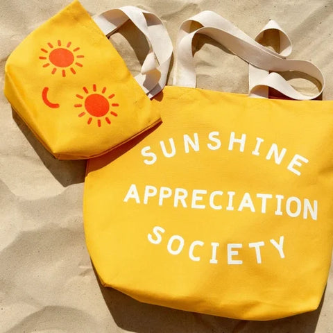 Alphabet Bags Sunshine Appreciation Society - Yellow Canvas Tote Bag