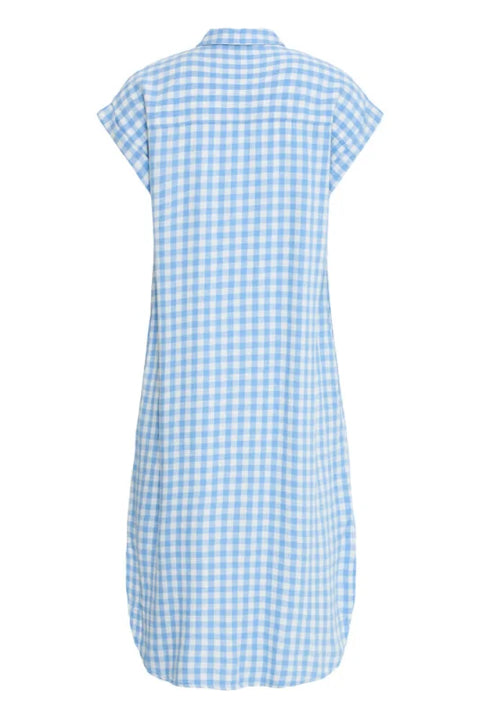 B Young Falakka Ss Shirt Dress In Della Robbia Blue Check