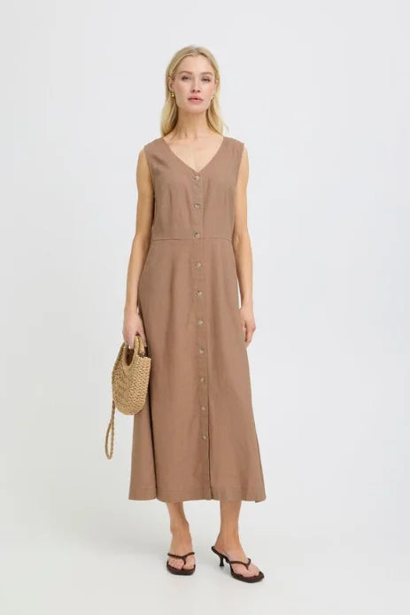 B Young Falakka Button Dress 2 In Woodsmoke