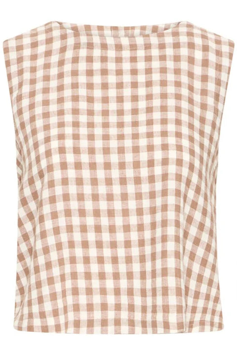 B Young Falakka Oneck Top In Woodsmoke Check