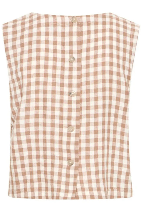 B Young Falakka Oneck Top In Woodsmoke Check