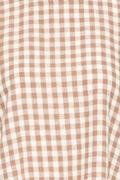 B Young Falakka Oneck Top In Woodsmoke Check