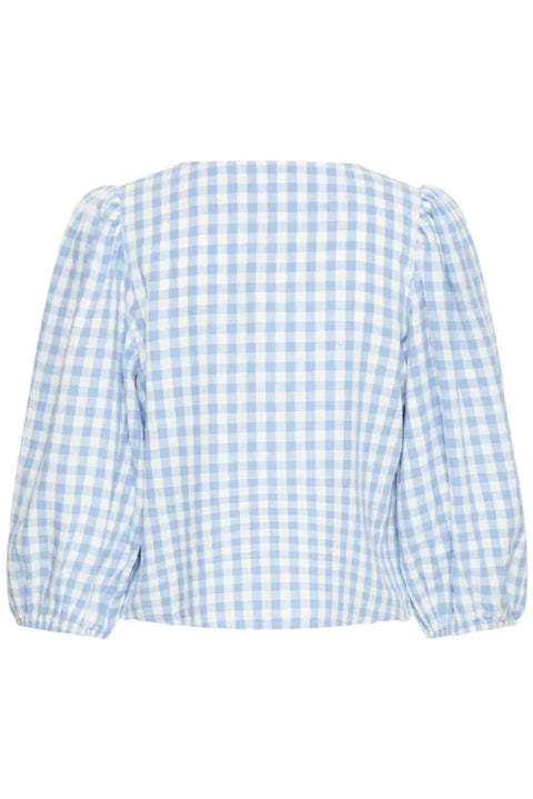 B Young Falakka Puff Shirt In Della Robbia Blue Check