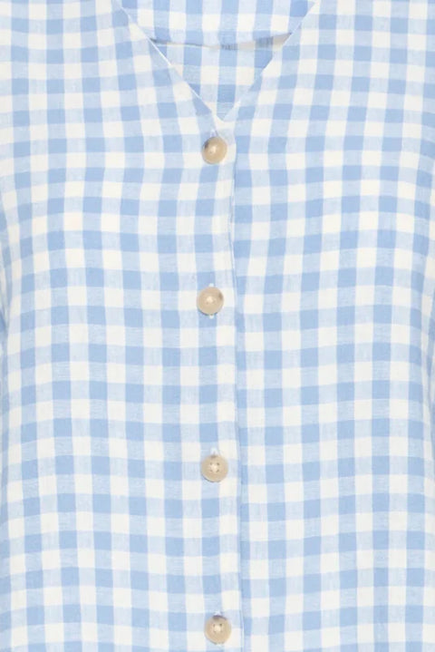 B Young Falakka Puff Shirt In Della Robbia Blue Check