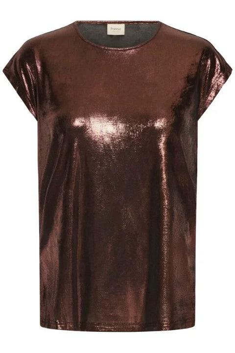 Fransa Franny Tee 1 Short Sleeve T-Shirt In Chocolate Metallic