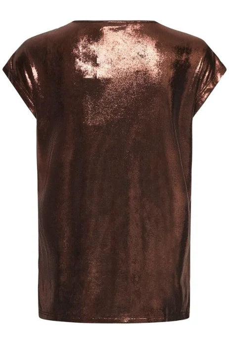 Fransa Franny Tee 1 Short Sleeve T-Shirt In Chocolate Metallic