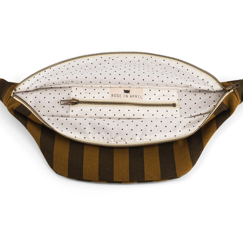 Rose In April Women Bum Bag Stripes Cumin and Black