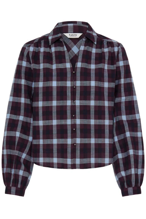 B Young Flanny Shirt In Fig Check