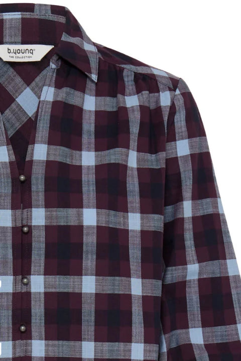 B Young Flanny Shirt In Fig Check