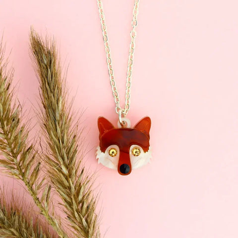 Little Moose Fox Charm Necklace Tortoiseshell