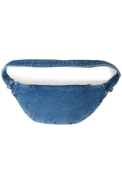 Fransa Alvina Bumbag 1 Bag In Mid Blue Denim W Cognac