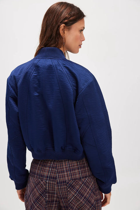 Free People Ellie Satin Bomber In Cosmic