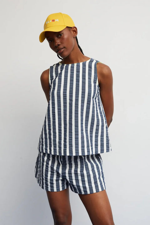 Dr Bloom Fresco Top In Blue Stripe