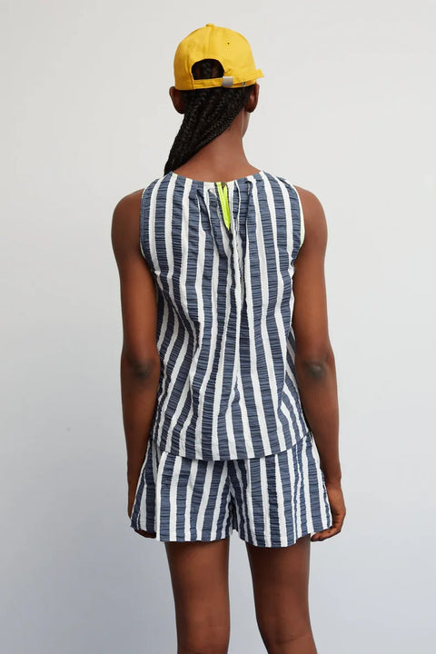 Dr Bloom Fresco Top In Blue Stripe