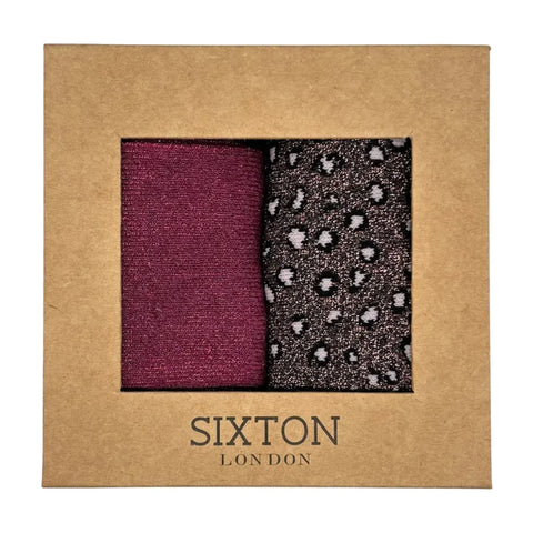 Sixton London Fuchsia Vegas & Cheetah sock box duo