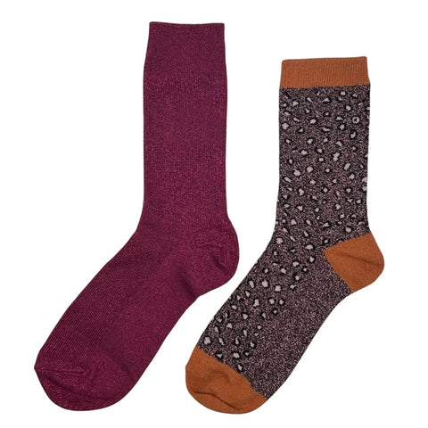 Sixton London Fuchsia Vegas & Cheetah sock box duo