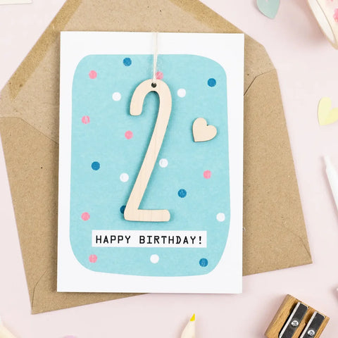 Daisycat Cards GA02 Age 2 Birthday Keepsake Card