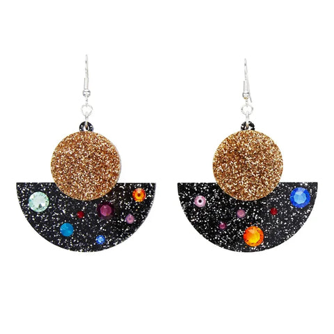 Little Moose Galaxy Earrings Black/Gold