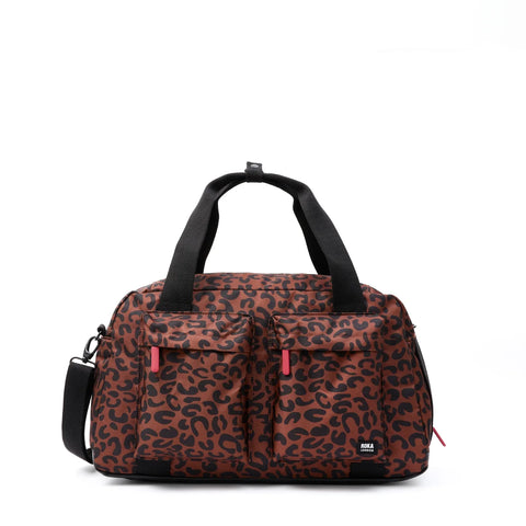 Roka London Gatwick Duffel Bag In Scarlet Leopard Canvas