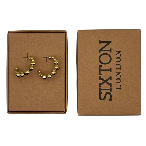 Sixton London Gold Bobble Hoop Earrings