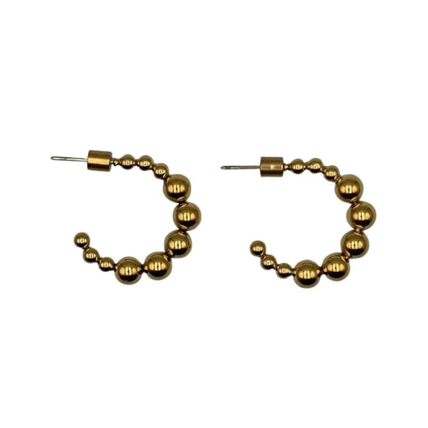 Sixton London Gold Bobble Hoop Earrings