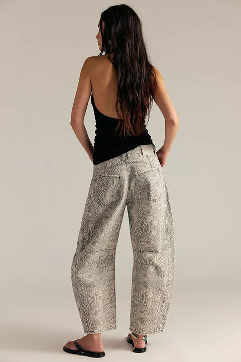 Free People Good Luck Printed Barrel In Snake Combo