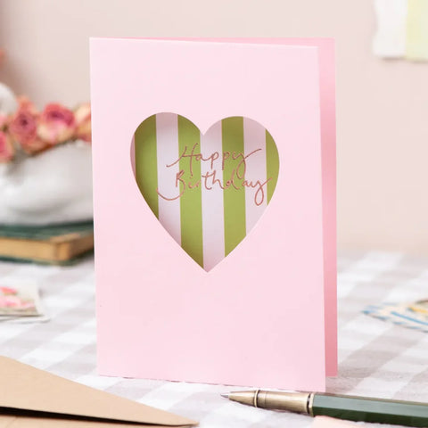 Oh Squirrel HEART10 Happy Birthday Pink Cut Out Heart Card
