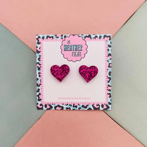 Heather Filby Hot Pink Heart Stud