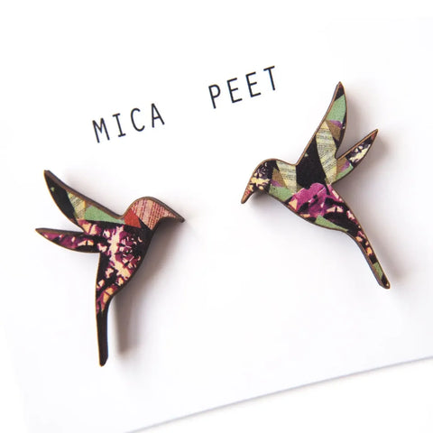 MicaPeet Hummingbird Stud Earrings Multi