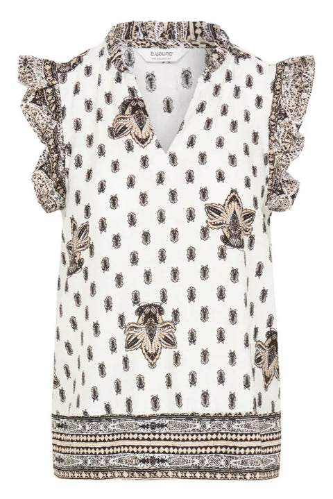 B Young Ikaia Boho Blouse In Meteorite Boho