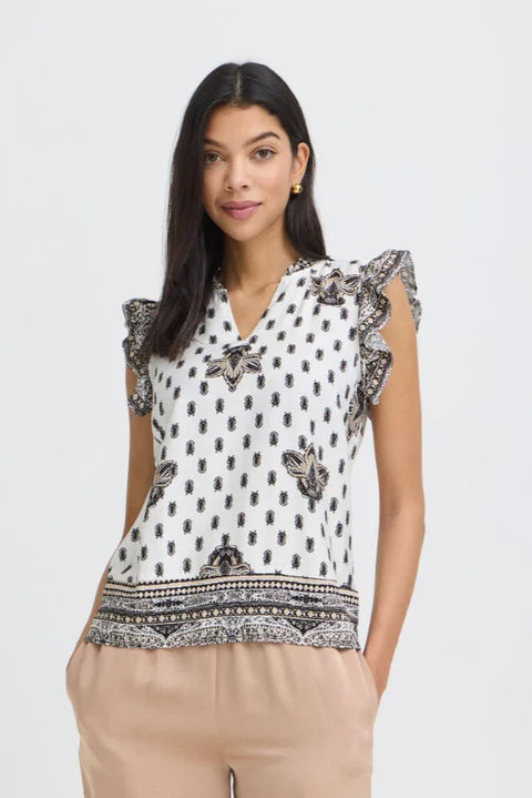 B Young Ikaia Boho Blouse In Meteorite Boho