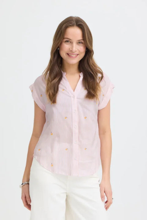 B Young Isilas Shirt In Pink Stripe Peach