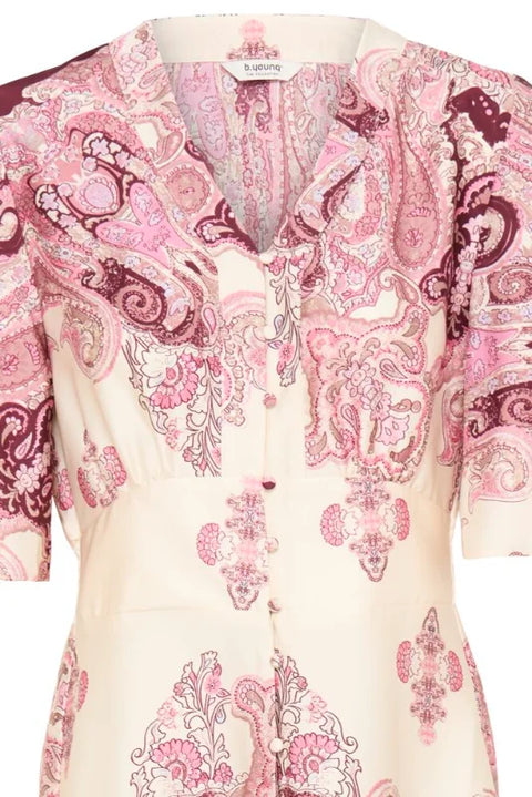 B Young Jannike Dress 2 In Birch Paisley