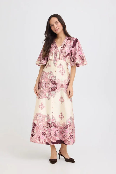 B Young Jannike Dress 2 In Birch Paisley
