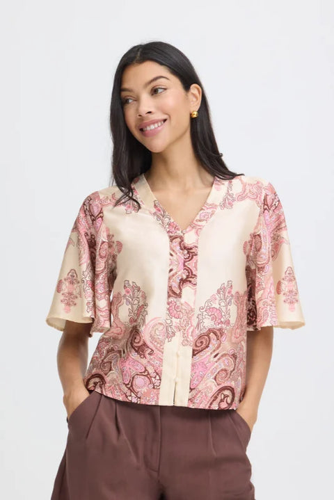 B Young Jannike Shirt In Birch Paisley