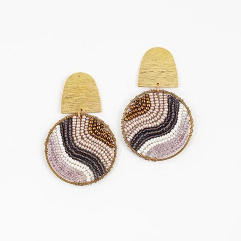 Altiplano JEA578SA Beaded And Brass Flow Post Earrings Sand