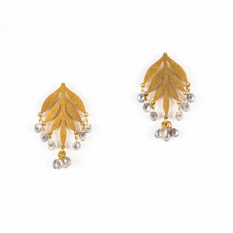 Altiplano JEA633GY Crystal Frond Post Earrings | Grey