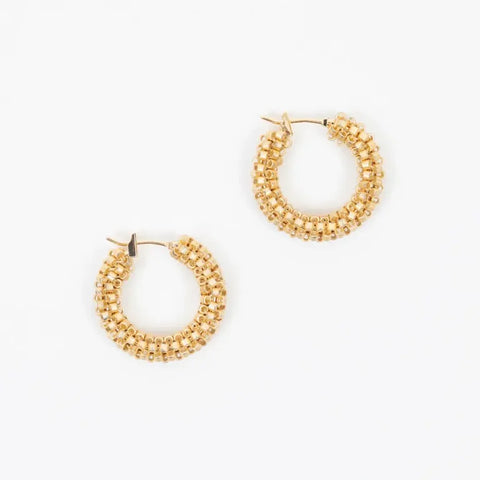 Altiplano JEA733 Gold Delica Small Beaded Hoop Earrings