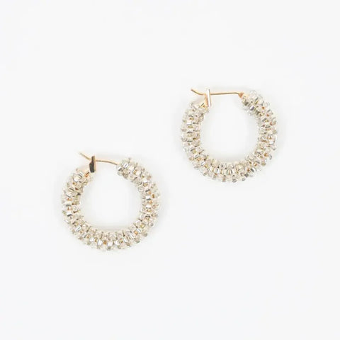 Altiplano JEA734 Silver Delica Small Beaded Hoop Earrings